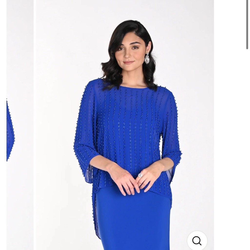 New Frank Lyman Top 242302u, Electric Blue Pearls, Small